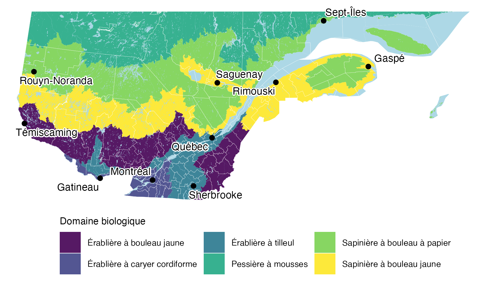 Carte sud du Québec
